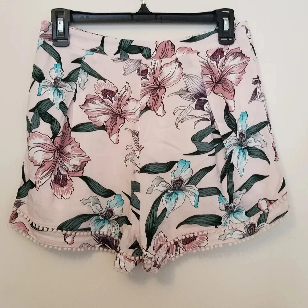 Honey Belle Floral Pom Pom Shorts NWT
